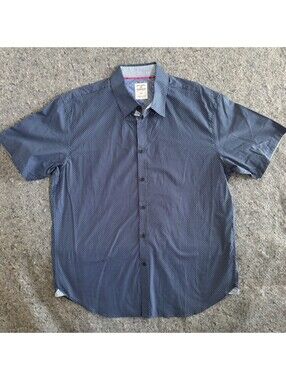 Society of Threads XL Mens Shirt Navy White Dot Print Stretch Slim Fit Nordstrom